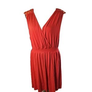 Kardashian Kollection Women's red Deep V-Neck Dress SZ L Casual Party Cocktail